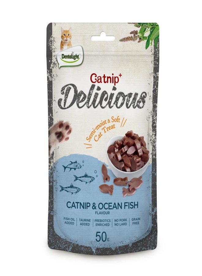 Dentalight - Catnip Delicious, Soft Cat Chew Treat, Real Shimp, Tuna and Chicken, Fish Oil and Taurine Added, 50g (50g, Fish) - Image 1